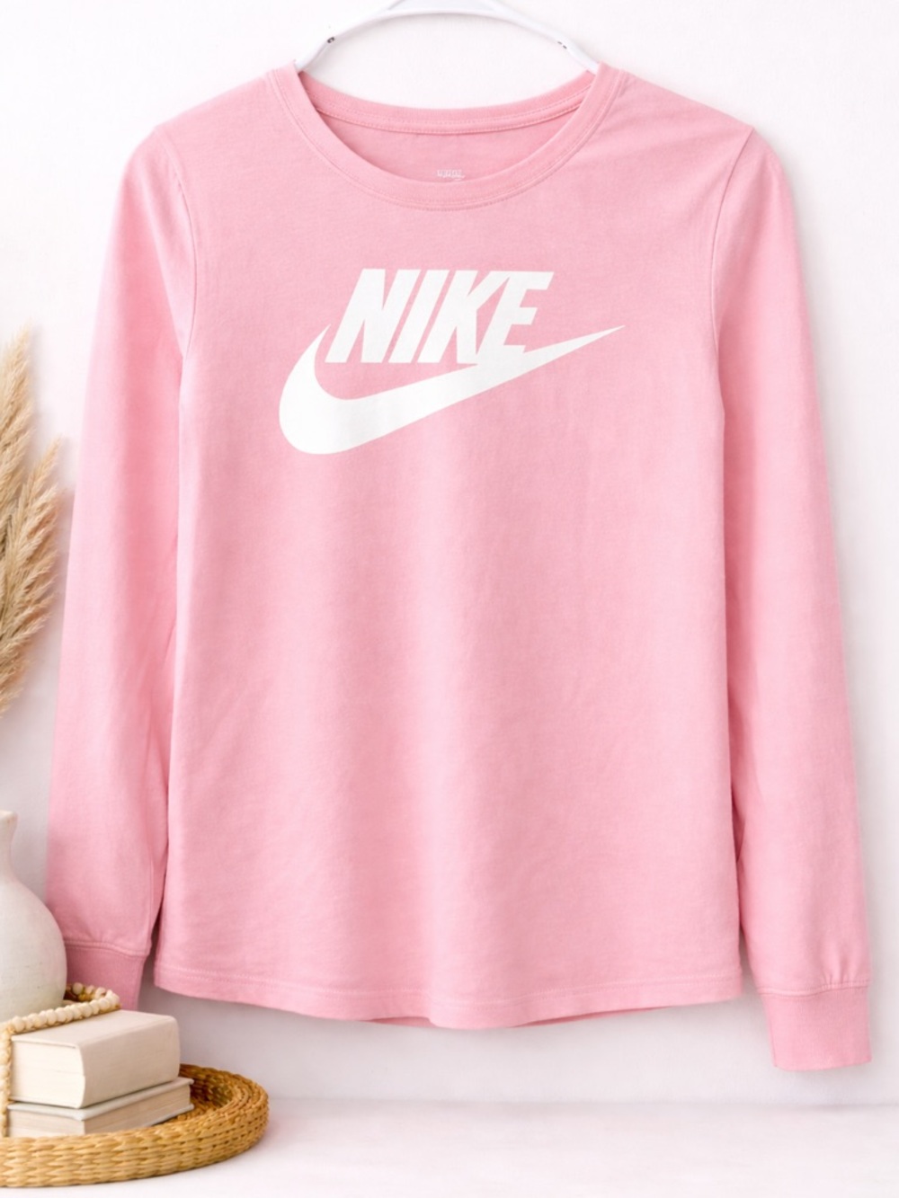 Nike Pink Long Sleeve Logo Tee
